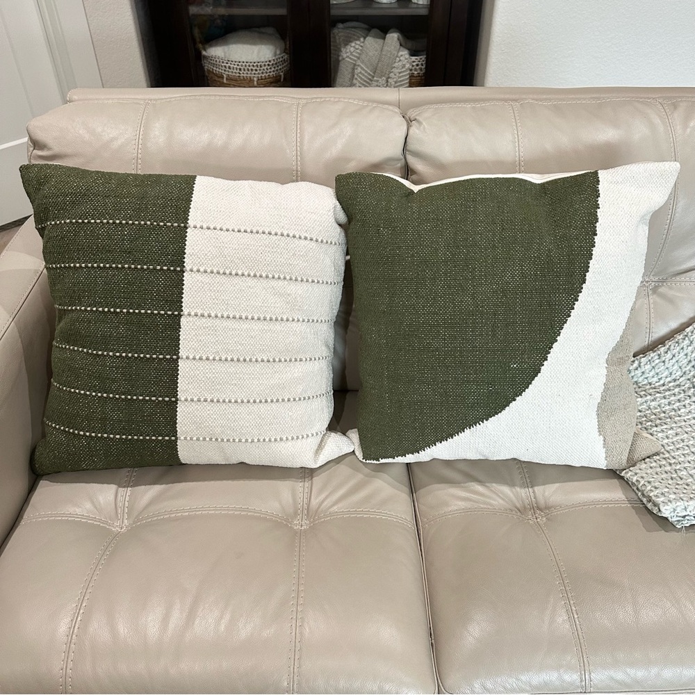 Hobby Lobby Green and White Decorative Pillow covers 2 Pillow covers For $40